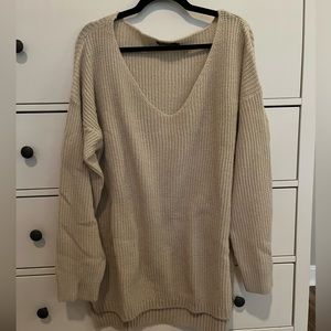 Oversized cream v neck sweater